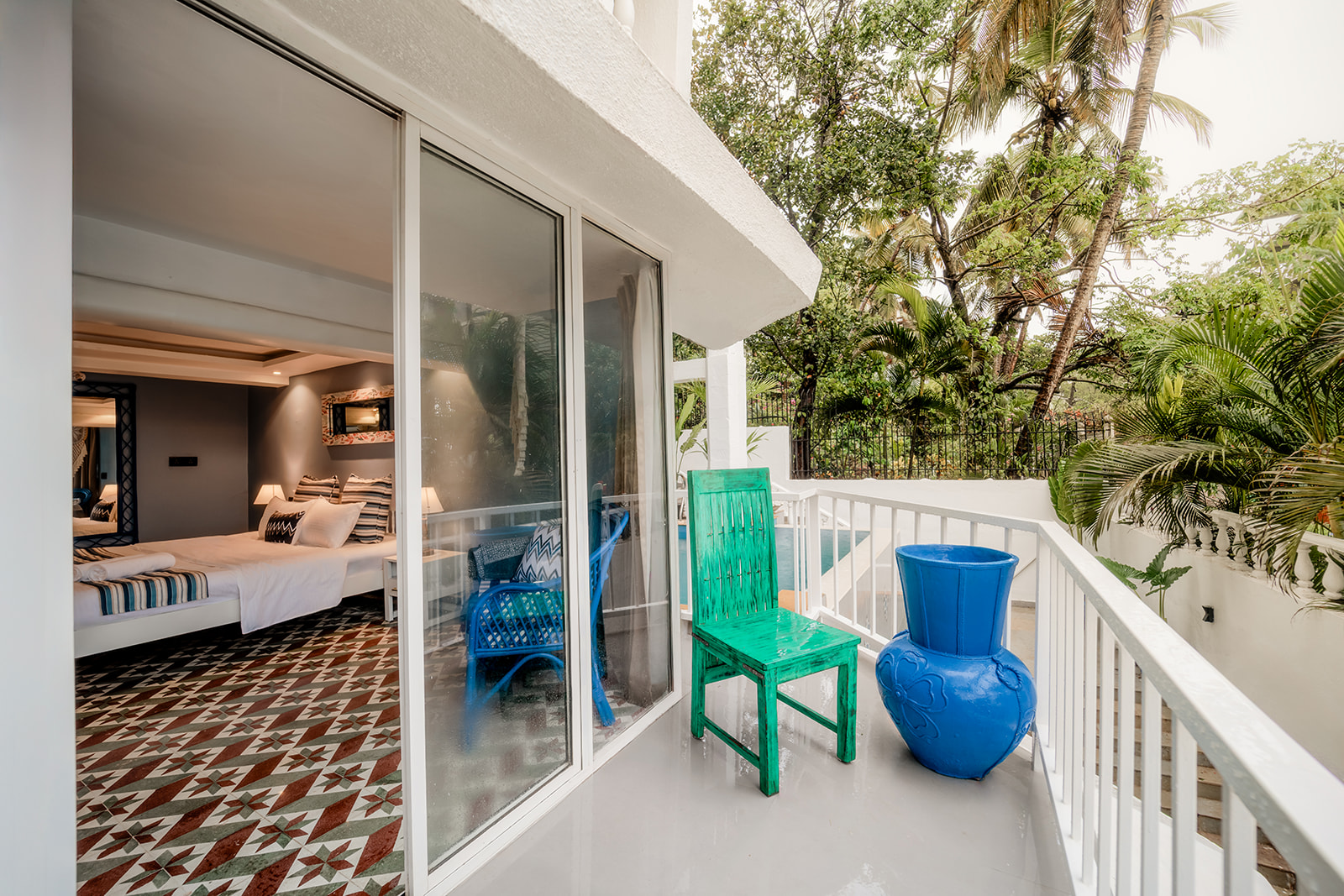 Pool-view balcony at OceanSuite